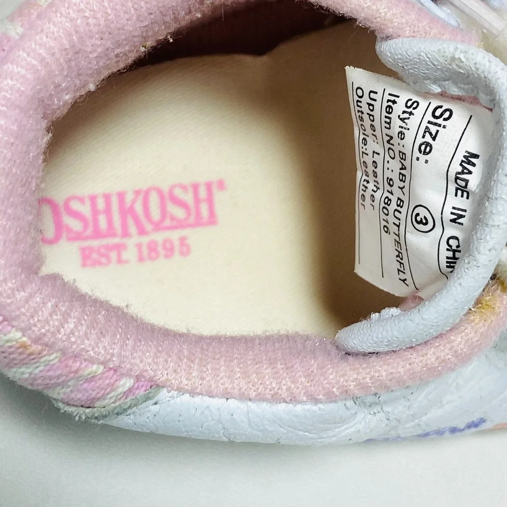 VTG Oshkosh B'gosh Baby Butterfly Crib Shoes Sz 0 Girls Sneakers Newborn 80s 90s